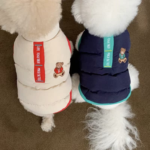 【汪喵森活】遮臉熊熊 鋪棉背心 寵物背心 可牽引 狗衣服 寵物衣服 秋冬服飾 小型犬 雪納瑞 比熊 貴賓 貓咪 保暖