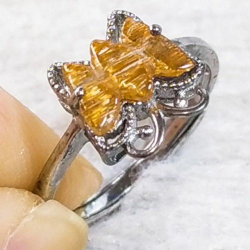 ?翩翩飛舞?滿絲 鈦晶 鑲925銀 蝴蝶 造型戒指【92jade 遇見善緣】現貨特惠 鈦晶蝴蝶 蝴蝶女戒 蝴蝶戒指
