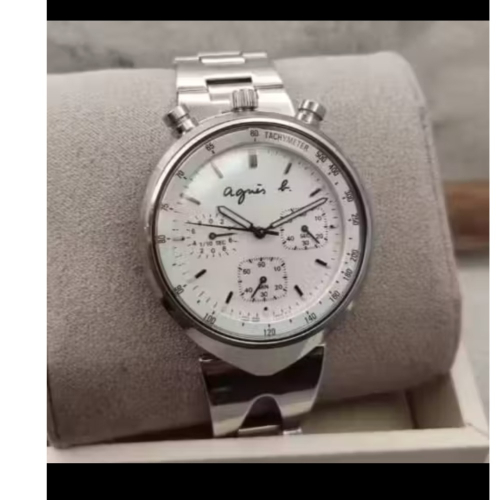 獨特款 小惡魔 原$9,600 正品 agnes b. 錶玻透亮 拋光 手寫體logo 時尚腕錶 手錶 女錶 二手