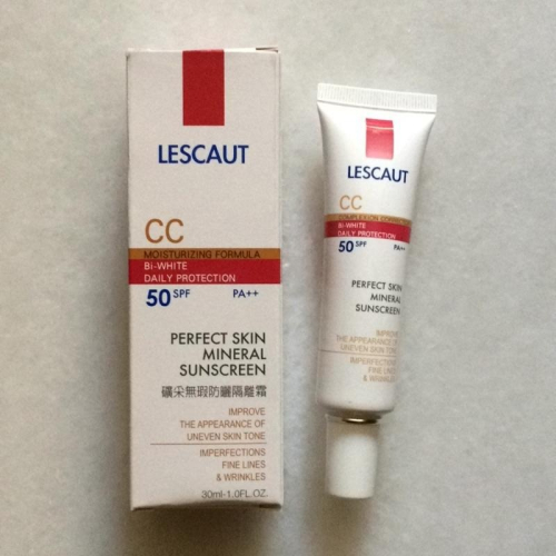 附發票 台灣製 LESCAUT 礦采無瑕防曬隔離霜 cc霜 30mL