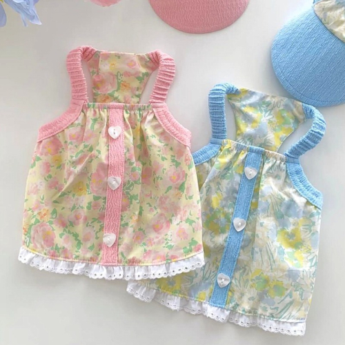 寵物狗狗貓咪清新小花吊帶夏季薄款衣服小貓比熊泰迪小型幼犬夏天