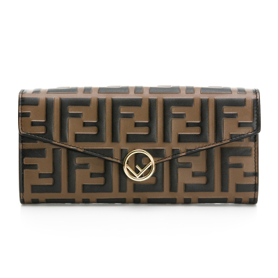 【FENDI 芬迪】 FENDI 老花翻釦長夾 (棕) __DVSHOP 保證正貨 台灣現貨不用等