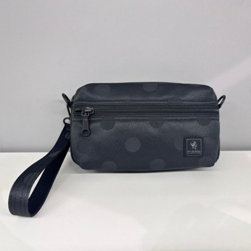 PORTER INTERNATIONAL 復古圓點SPOT斜背包手拿包手挽帶收納包 黑 11861-001