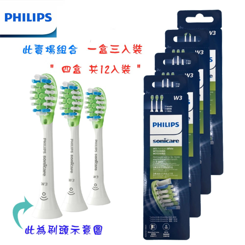 【四盒超值包共12個刷頭】 PHILIPS 飛利浦音波牙刷智臻亮白刷頭組 W3 HX9063 適合HX6XXX及HX9