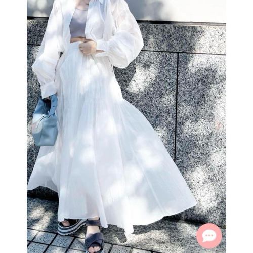 正品全新 Cocodeal 仙女層次抽褶大傘擺裙 白2號