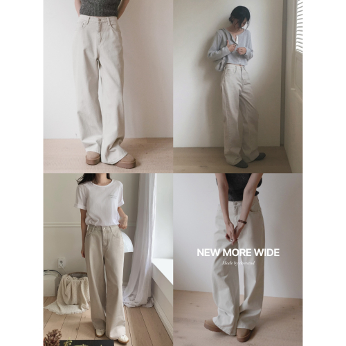 2種褲長✿ 正韓製More鹽灰色寬鬆牛仔褲 pants ( slowand 自訂款 ) 長褲 寬管 寬褲 落地褲