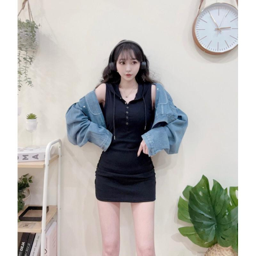 2?️預購#3011 ?560 好比例韓妞牛仔短外帽洋set