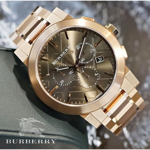 BURBERRY手錶男 戰馬手錶 商務休閒男錶 男士玫瑰金三眼計時日曆防水石英錶腕錶BU9353