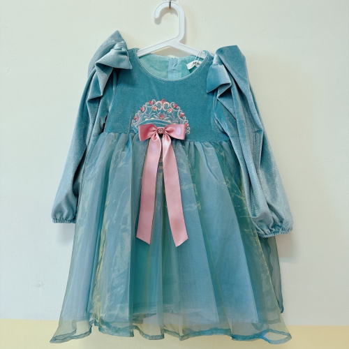 秋冬絲絨拼紗刺繡公主裙·100碼 現貨實拍［荳荳童心飾界］
