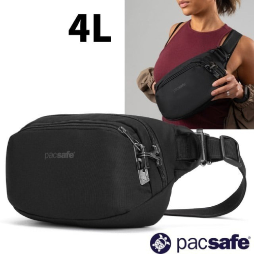 【Pacsafe】送》防盜腰包 4L V 斜背包 RFID護照包 胸包 側背包 防偷防搶 皮包 錢包 60141130