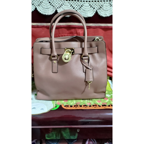 二手 Michael Kors 經典鎖頭包 手提 肩背鍊帶包 紫紅色