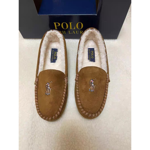 美國??RL polo 經典彩馬 便鞋 懶人鞋 休閒鞋 栗色人造羊毛長絨 懶人拖豆豆鞋 休閒保暖 樂福鞋 英倫學院防撞