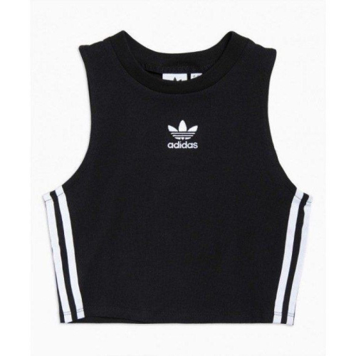 三葉草短版運動背心⚜️Adidas 黑 CY4745 無袖背心 二手商品 近全新