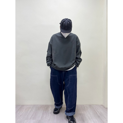 明線牛仔寬褲