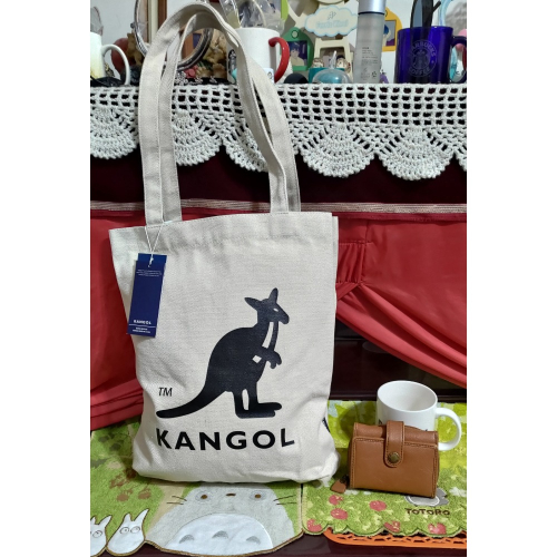 MIRYOKU 短夾 零錢包 日本品牌 三折式 KANGOL 托特帆布包米白約高40長36公分