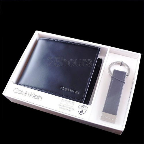 ??CK專櫃正品?? Calvin Klein 短 皮夾 防盜刷零錢袋 +鑰匙圈禮盒 ck 短 皮夾 錢包
