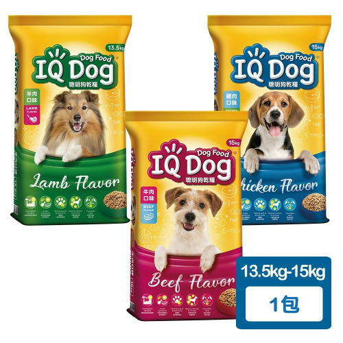 【宅配賣場】IQ DOG 聰明狗乾糧 13.5-15KG x 1包 (狗飼料/成犬)
