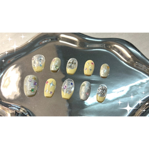 葵の手工穿戴甲?可鹽可甜の小眾Y2K新款✨ 獨特奶油黃美甲