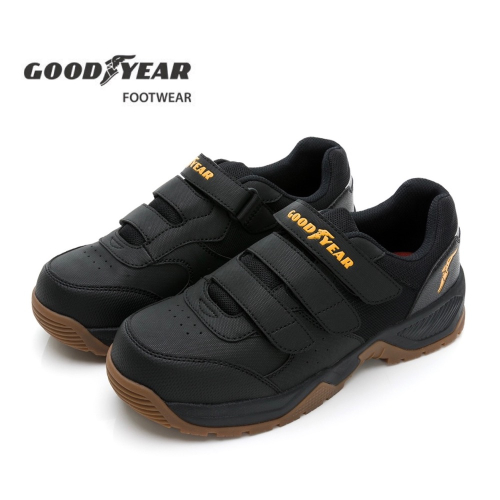 台灣出貨 現貨+預購✨GOODYEAR 固特異 認證 安全鞋 鋼頭鞋 魔鬼氈 止滑 耐磨 防滑 黑 男鞋