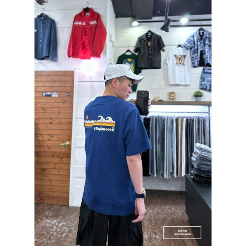『新品上市』重磅落日海浪短T(NOF23052463)-藍