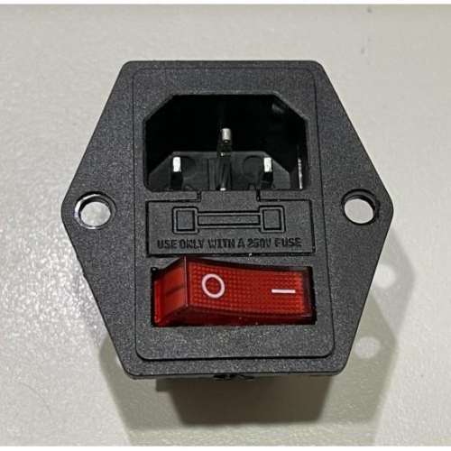 ►1883◄三合一AC帶耳電源插座AC-14-F18 帶KCD3帶燈開關帶保險絲品字插座