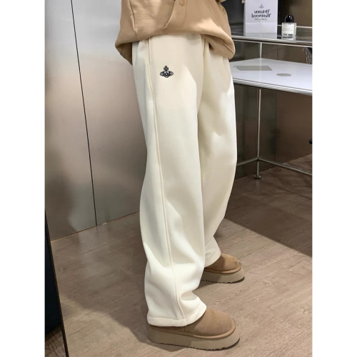 Vivienne Westwood 土星刺繡休閒褲 鬆弛感抽繩衛褲 VW刺繡logo加絨可束腳休閒褲長褲休閒褲 經典土星