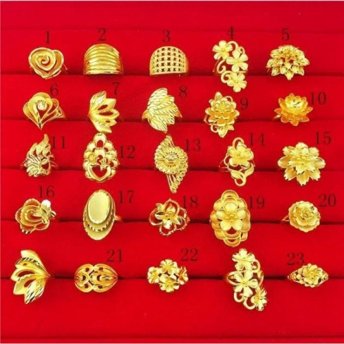 高度仿真24K金女用黃金戒指， 活動式戒圍可調，K金戒指，不掉色 H07