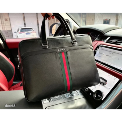 【GUCCI】古馳GG牛皮男士出差公文包大容量商務休閒手提電腦包單肩斜挎包父親節情人節生日禮物送領導上班出差必備商務風