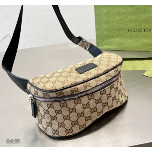 【GUCCI】古馳男士女士經典GG老花帆布腰包胸包單肩斜挎情侶包大容量多功能出門旅遊必備可斜挎休閒逛街情人節生日禮物