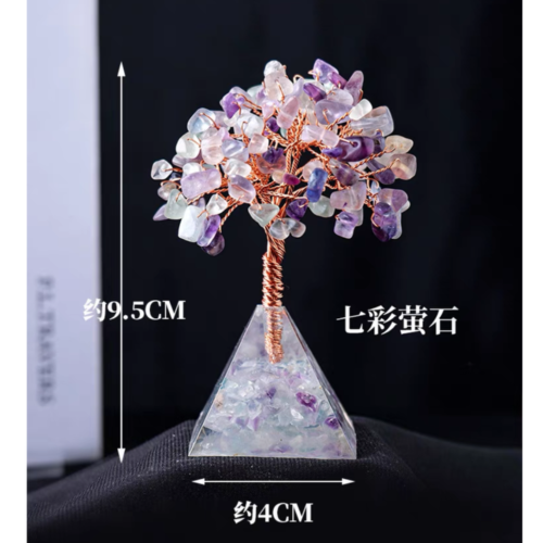 水晶發財樹（金字塔底座）三色