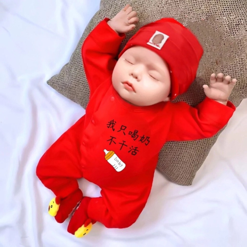 現貨❤️［台灣賣家24H出貨］春秋款薄款慶生百天滿月嬰幼兒寶寶紅色喜慶潮流時尚服飾新年服 連身衣 包屁衣新年服