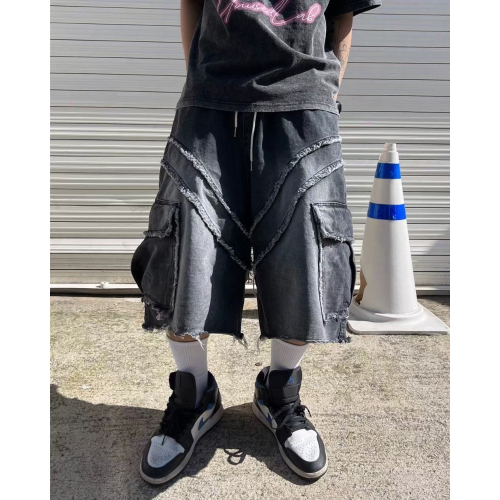 韓國選物??重工水洗牛仔七分褲