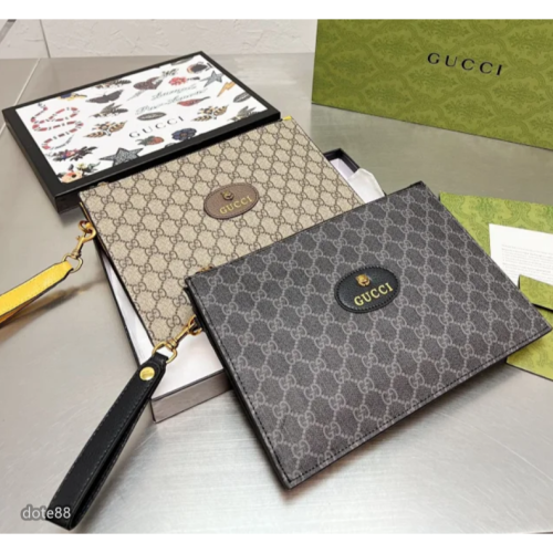 【GUCCI】古馳經典虎頭手拿包雙G帆布商務手抓包拉鍊手包夾包錢包經典老印花大容量多功能適合上班旅遊必備可斜挎休閒逛街