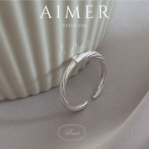 《Aimer ac》韓系S925純銀戒指 方塊細紋開口戒 簡約女生戒指 ｜銀色｜24年新款輕奢飾品【台灣現貨+預購】