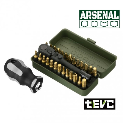 《tevc》愛森諾 Arsenal 台灣製「二代」29件 棘輪 起子組 附螺絲起子 手柄 6.35mm 起子頭 批頭