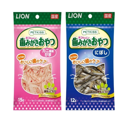 日本獅王親親潔牙護理貓零食 (小魚乾/蟹肉絲) 貓零食 潔牙
