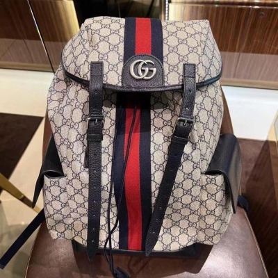 二手99新GUCCI古馳男包 新款Ophidia系列中號GG雙肩包帆布背包