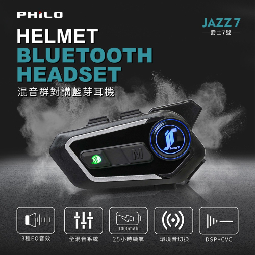 JAZZ 7全混音群對講安全帽藍芽耳機