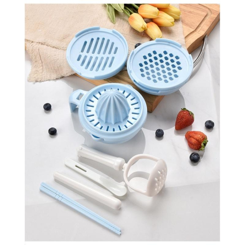 【現貨】兒童食品研磨7件組 副食品製作器具 寶寶食物研磨器 嬰兒食物調理器 小孩副食品餐具 輔食研磨碗 榨汁過濾搗碎