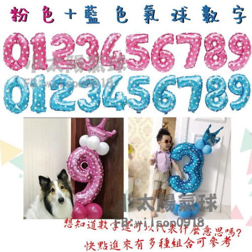 ★現貨-台灣★粉色+藍色數字氣球/16/32吋/數字氣球/粉色/藍色/年齡/生日氣球/氣球/布置/婚禮/生日/歲數氣球