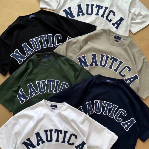 現貨藏藍M Nautica 經典款大LOGO刺繡貼布 長谷川 重磅 短袖 T恤