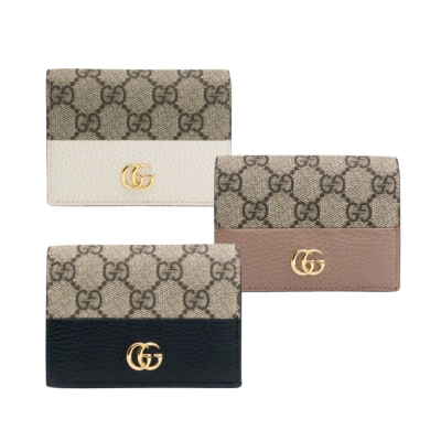 【GUCCI 古馳】 GUCCI 老花帆布拼皮革對開短夾 __DVSHOP 保證正貨 台灣現貨不用等