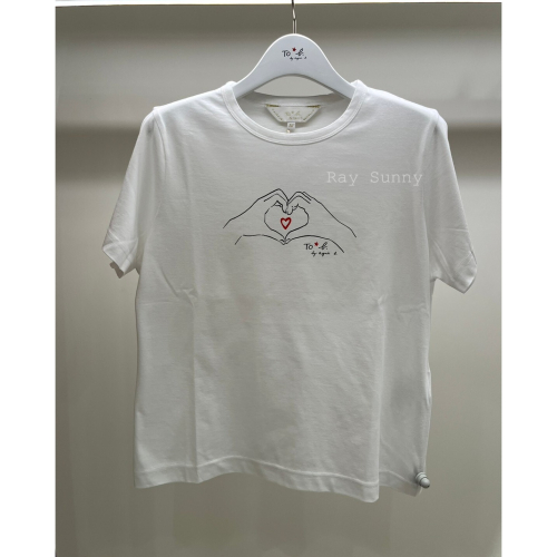 RS代購 - Agnes b全新正品優惠 Agnes b女裝-To be 手比愛心短袖上衣 贈送品牌袋子