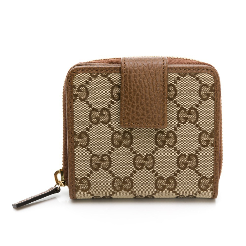 【GUCCI 古馳】 GUCCI 老花對開後ㄇ拉短夾 (棕) __DVSHOP 保證正貨 台灣現貨不用等