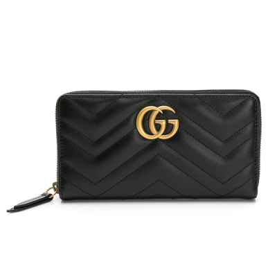 【GUCCI 古馳】 GUCCI MARMONT 山形紋拉鍊長夾 (黑) __DVSHOP 保證正貨 台灣現貨不用等