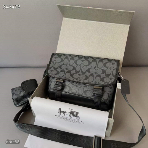 coach蔻馳翻蓋郵差包男士單肩斜挎包大容量夾層輕便實用出門必備百搭有型簡約時尚潮流行休閒逛街生日禮物情人節禮物