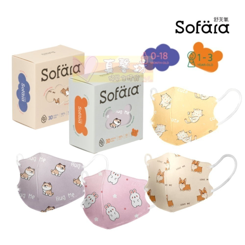 Sofara舒芙氧 嬰兒/迷你幼3D立體醫療口罩(30入) - 兒童口罩/嬰兒口罩/拋棄式/3D口