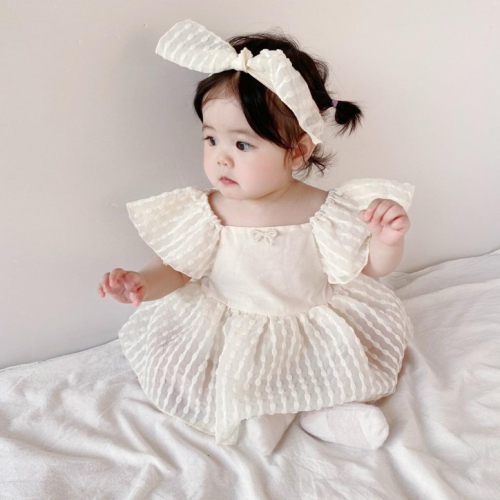 ❤️優惠促銷❤️夏季女寶飛袖公主包屁裙髮帶套裝 熱銷 新鮮貨 人氣商品 台灣出貨