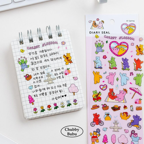 韓國繽紛果凍軟糖熊 透明四季手帳貼紙 JellyBear 咕卡貼紙
