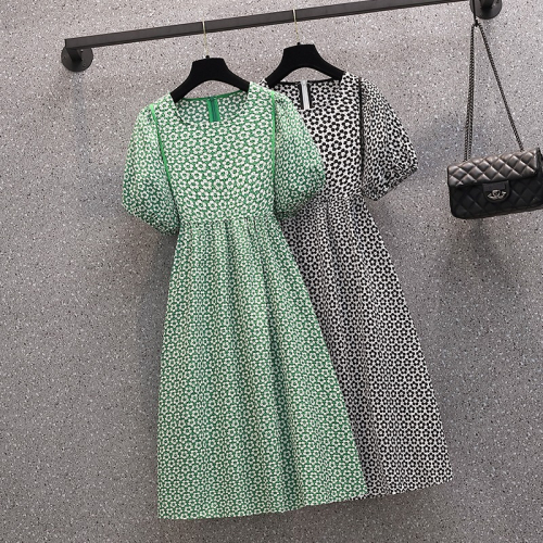 品牌折扣店商場專櫃撤櫃女裝尾貨清倉夏裝法式碎花泡泡袖連衣裙子